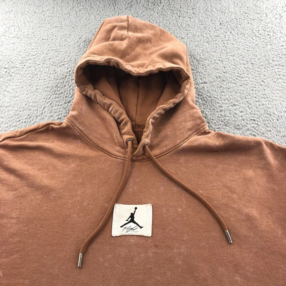 Jordan Hoodie Mens XL Washed Brown Essential Jumpman Logo Flight Pullover DR3087
